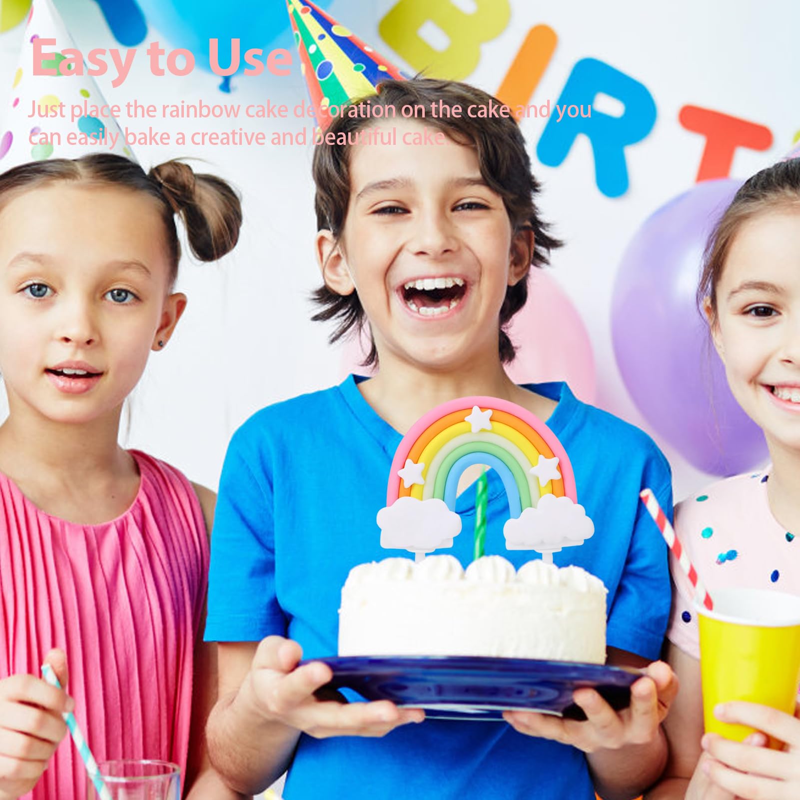 Décoration de Gâteau Arc-en-Ciel, Décoration de Gâteau D'anniversaire Personnalisée, Nuage Arc-en-Ciel, pour Enfants, Filles, Garçons, Fête D' anniversaire