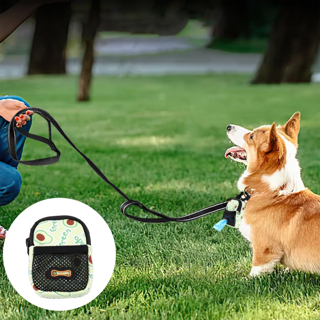 Mini borsa snack cani – tracolla impermeabile con erogatore di sacchetti, 8×10×3,5 cm