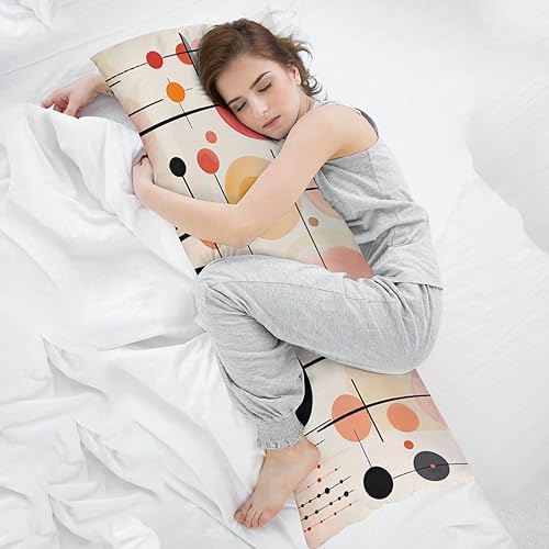 Miniatura 5 de Fundas de almohada de cuerpo largo con formas geométricas abstractas de mediados de siglo, 20 x 54 pulgadas, fundas decorativas suaves grandes de