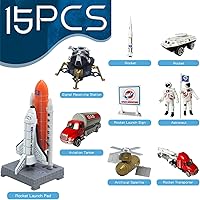 Vista 3 de OTONOPI Juego de juguetes de cohete espacial para niños de 3 a 9 años, 15 juguetes aeroespaciales STEM fundidos a presión con 3 cohetes, 2