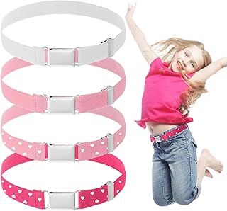 Juego de 4 correas elásticas para niños, con hebilla magnética, cinturón ajustable para niños con 4 colores, para niños, niñas, pantalones cortos, pantalones, Rosa., kid