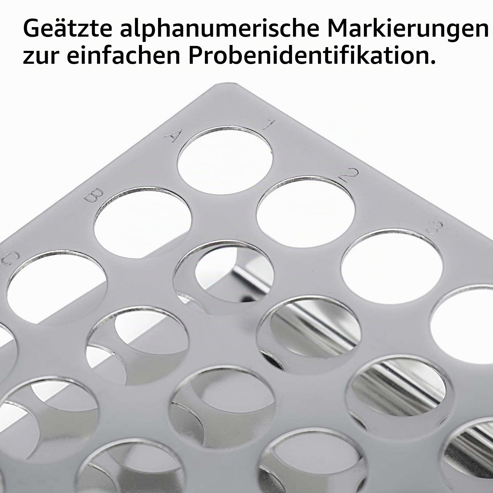Globe Scientific Stainless Steel "Z" Shape Tube Rack, 457200, Holds 16mm and 17mm Tubes, 25-Place, Each