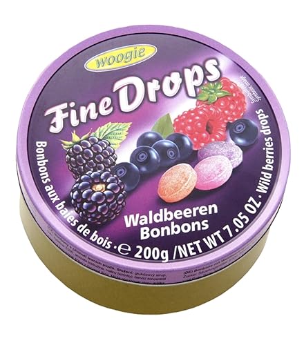 Miniatura 4 de Woogie Refrescantes gotas finas de dulces de bayas silvestres (bonbones de bayas del bosque) en lata redonda fácil de resellar para un aliento