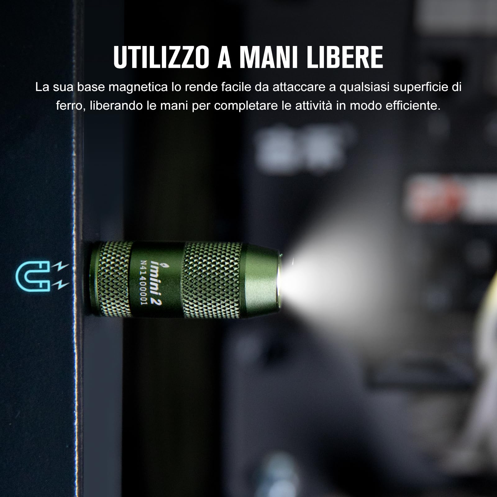 OLIGHT I Mini 2 Mini Torcia Portachiavi a LED con Base Magnetica, Ricarica USB-A, Grado IPX6 e 21 Metri, Torcia Portachiavi Compatta per Picnic, Riparazioni ed Emergenze (Verde)
