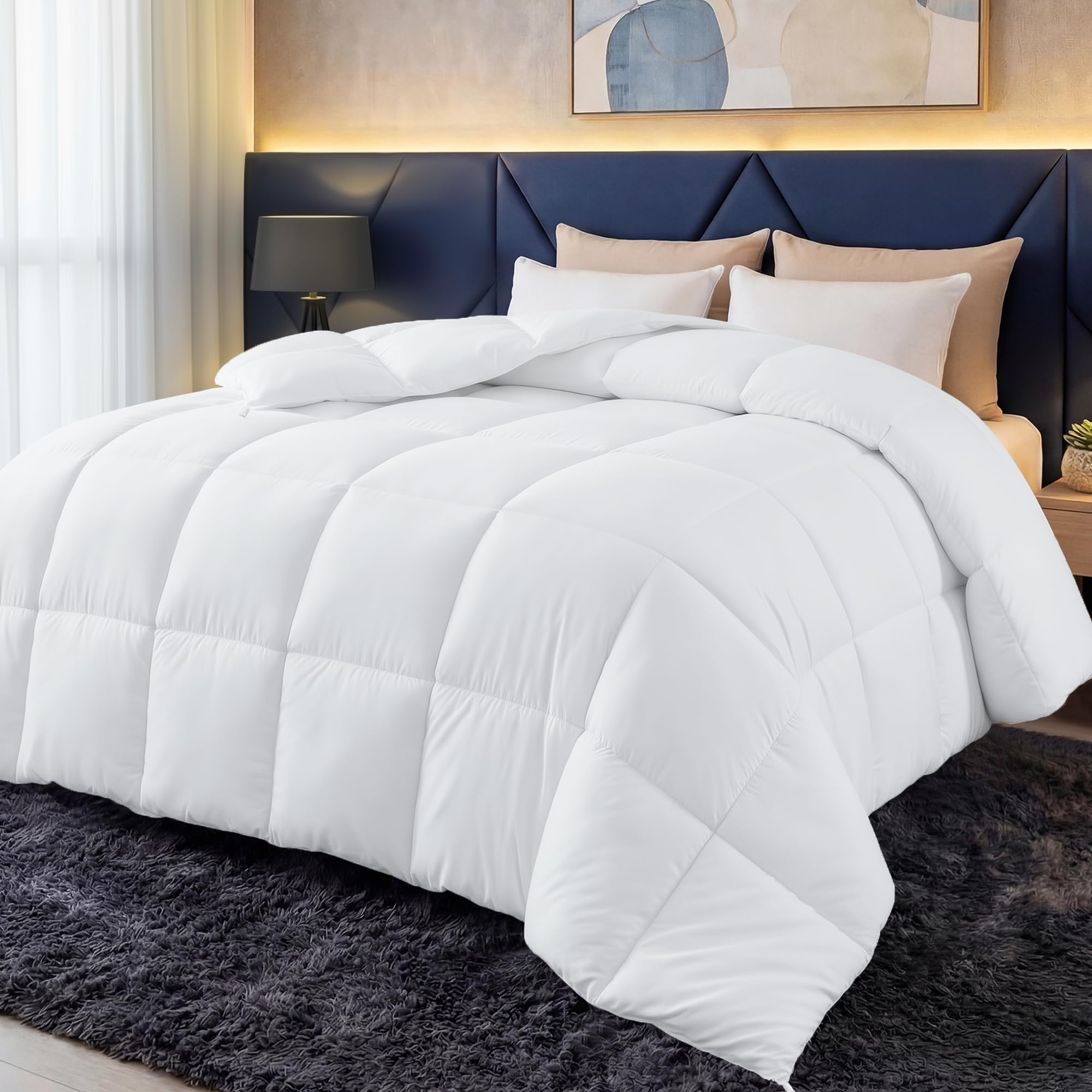 Utopia Bedding Bettdecke 135 x 200 cm, Ganzjahresbettdecke 280 GSM Füllung, Mikrofaser Steppdecke (weiß)