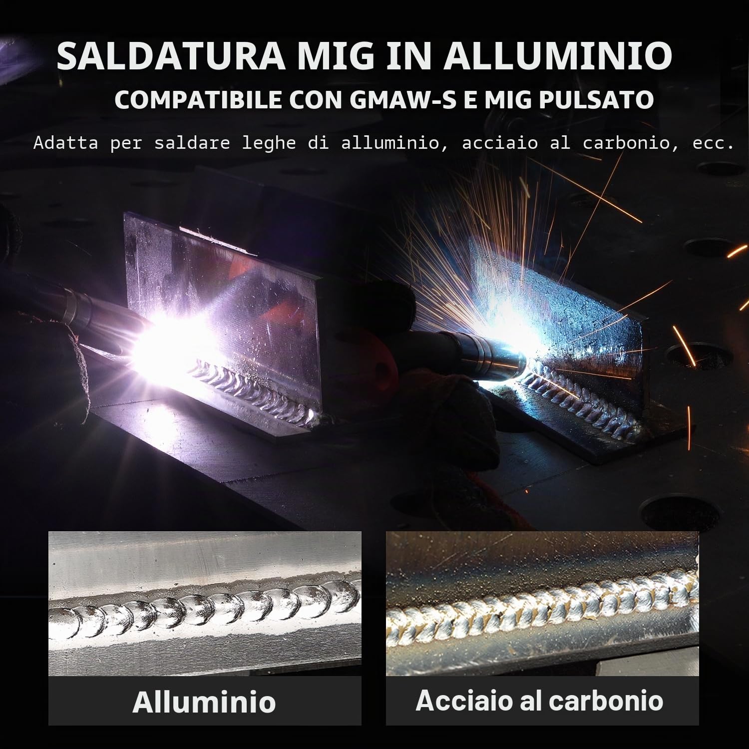 ANDELI Soldador Multifuncional 6 en 1 230V 160A – Maquinaria Combinada Soldador de Aluminio,ANDELI Casco de Soldadura Automático con 4 LED True Color
