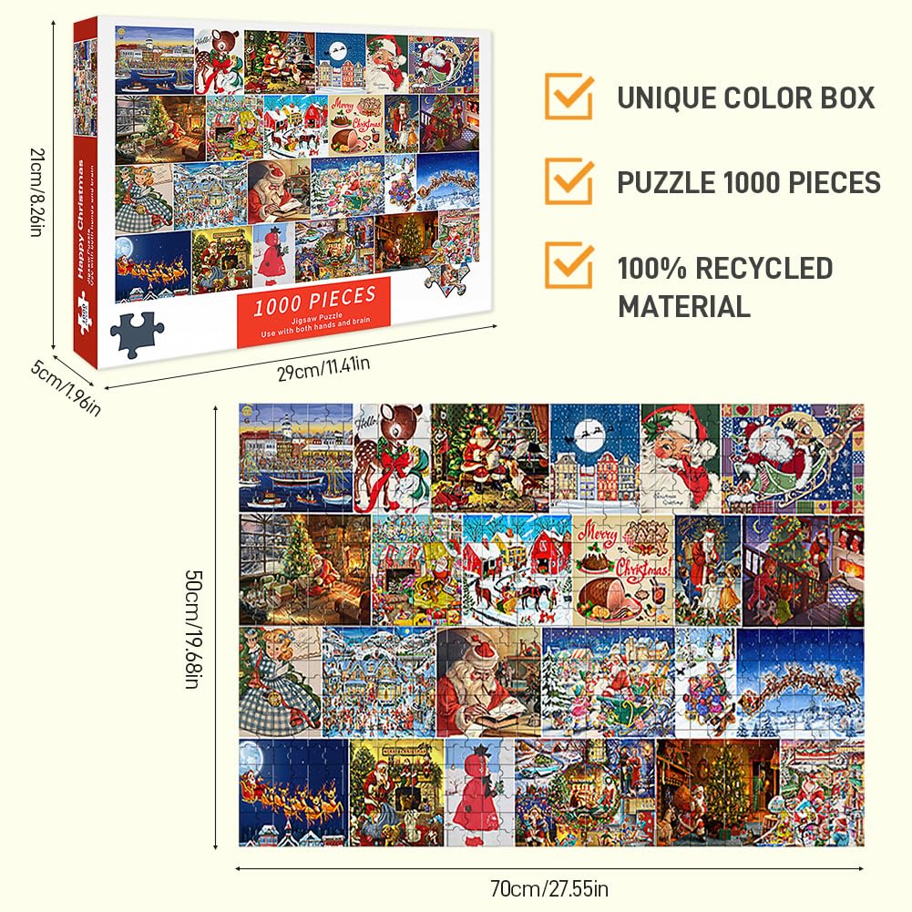MIFKLMV Christmas Jigsaw Puzzle 1000 Pieces for Adults and Kids Age 12 Years Up, Puzzles Gifts for Adults and Kids, Home Decoration - Image 2