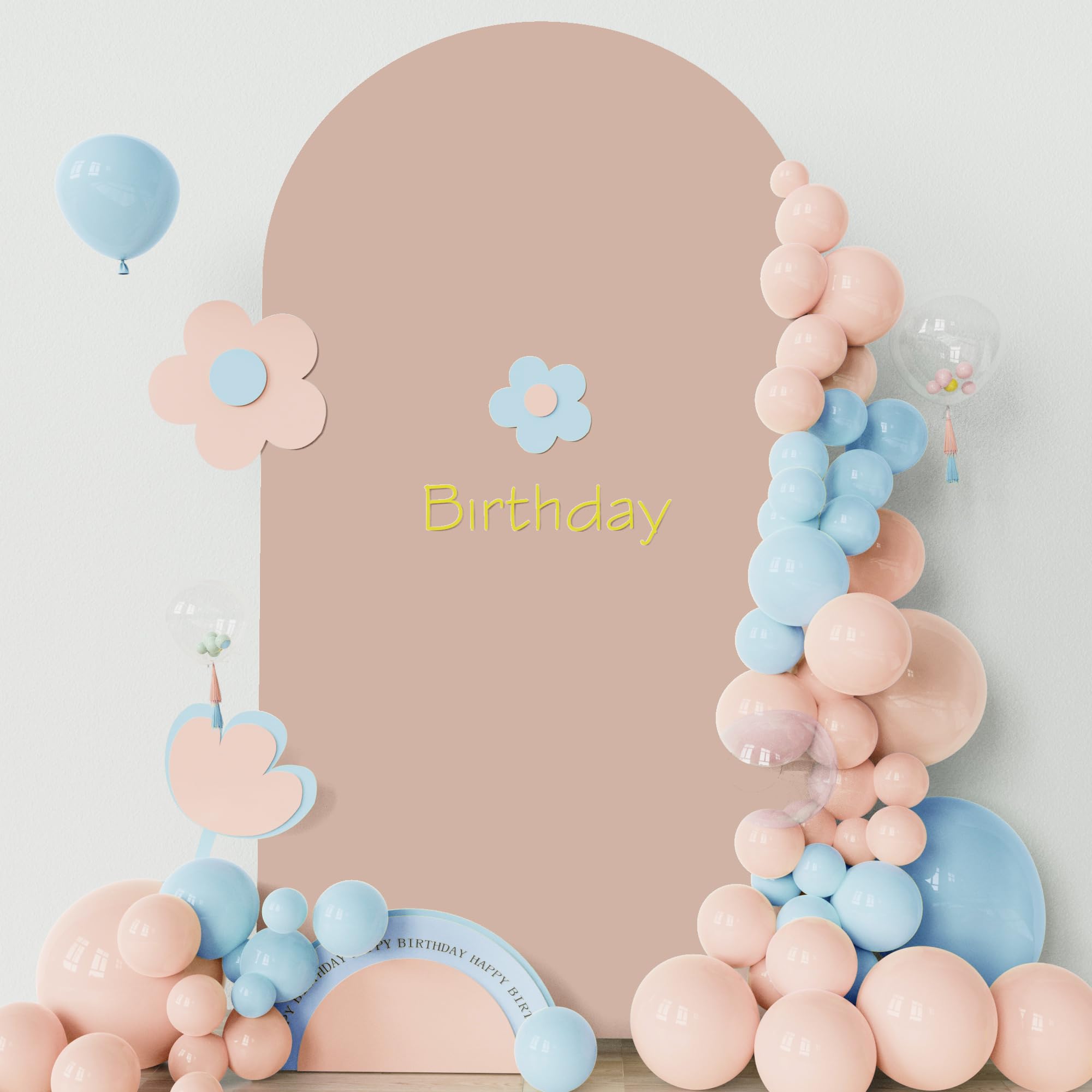 Asee'm 7.2FT Wedding Arch Cover Nude Fitted Spandex Cover 2-Sided Round Top Chiara Backdrop Stand Covers for Party Ceremony Birthday Banquet Decoration