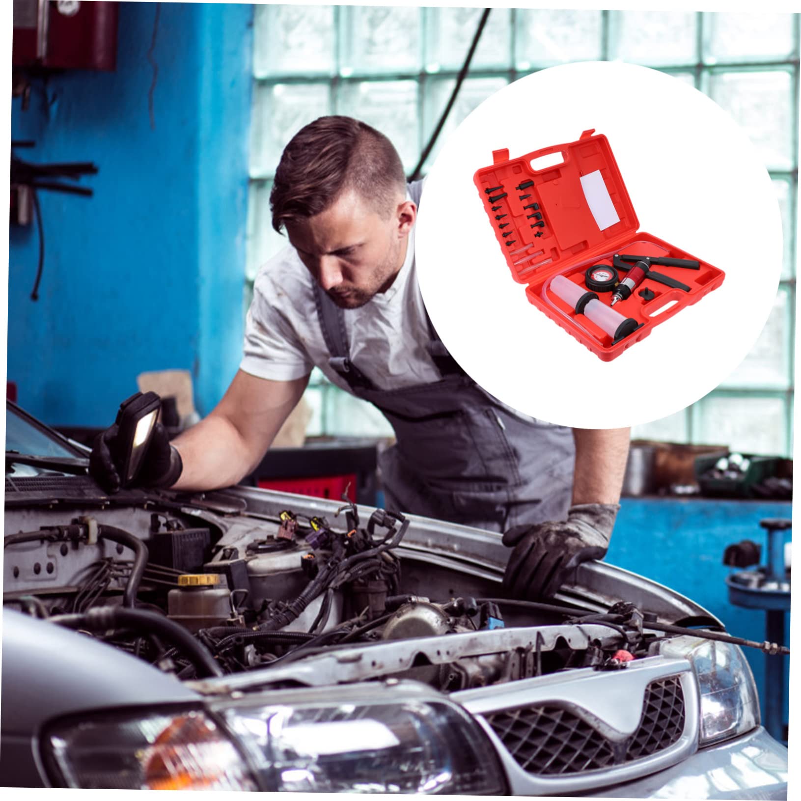 1 Juego Bomba De Vacío Manual Herramientas Automotrices Herramienta De Freno Kit De Coche Kit De Purga De Frenos Cesta De Almacenaje Suministros De Coche Liquido De Frenos Caucho