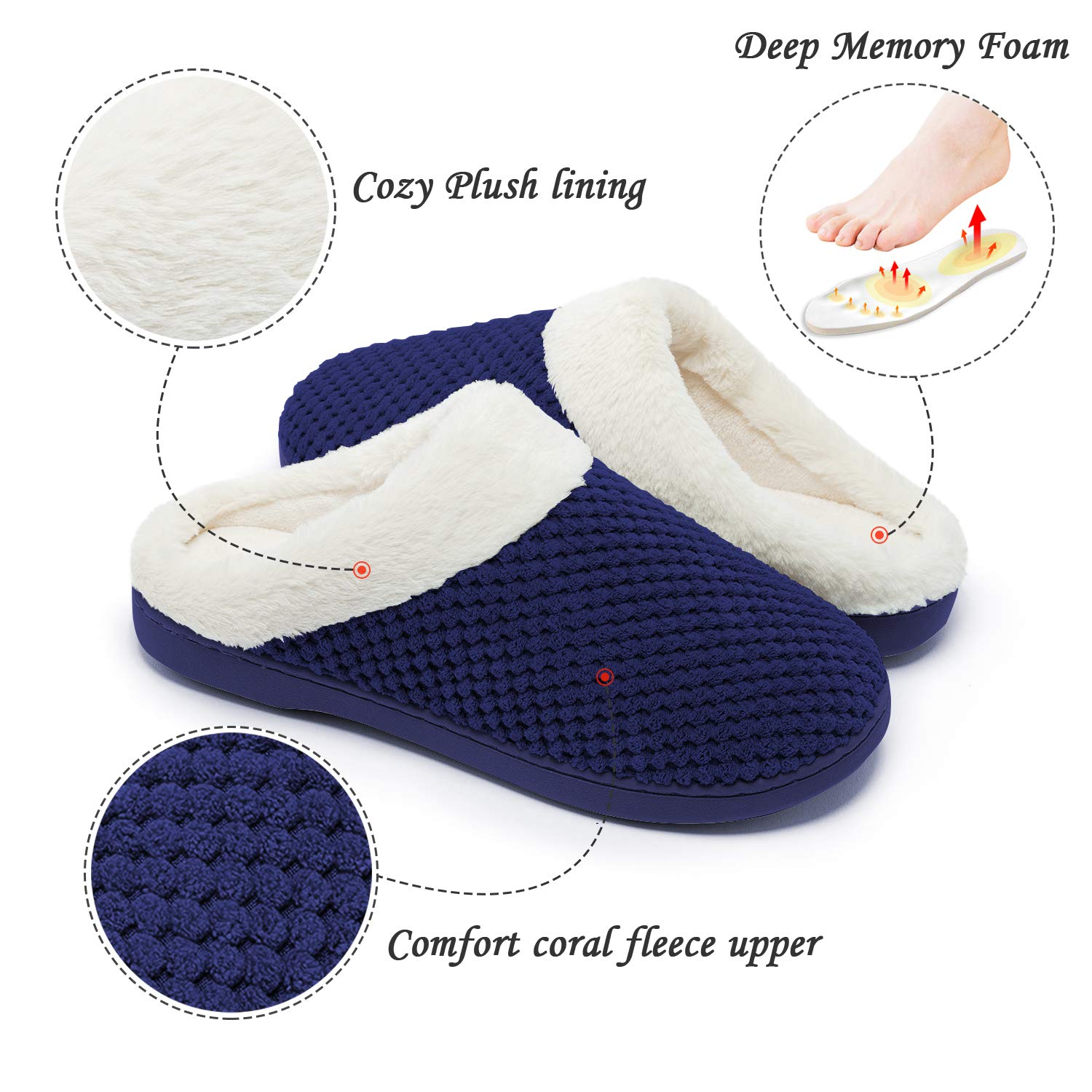 Kuako Inverno Pantofole Donna Peluche Ciabatte Caldo Comode Scarpe da Casa Antiscivolo Memoria Schiuma Pantofole Interno Esterno