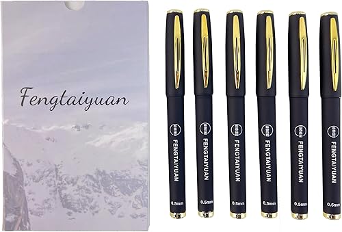 Fengtaiyuan P18x6, bolígrafos de tinta de gel negra, agarre cómodo antideslizante, tinta negra, extrafinos, 0.020 in, tinta de secado rápido, caja