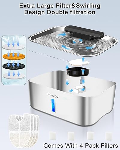 Miniatura 5 de Fuente de agua para perros grandes, fuente de agua para perros de acero inoxidable de 3 galones, fuente grande para beber agua para mascotas con