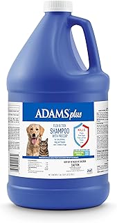 Adams Plus Flea & Tick Shampoo with Precor for Cats, Kittens, Dogs & Puppies Over 12 Weeks Of Age, Sensitive Skin Flea Treatment Formula, Kills Adult Fleas, Flea Eggs, Ticks, and Lice, 1 Gallon
