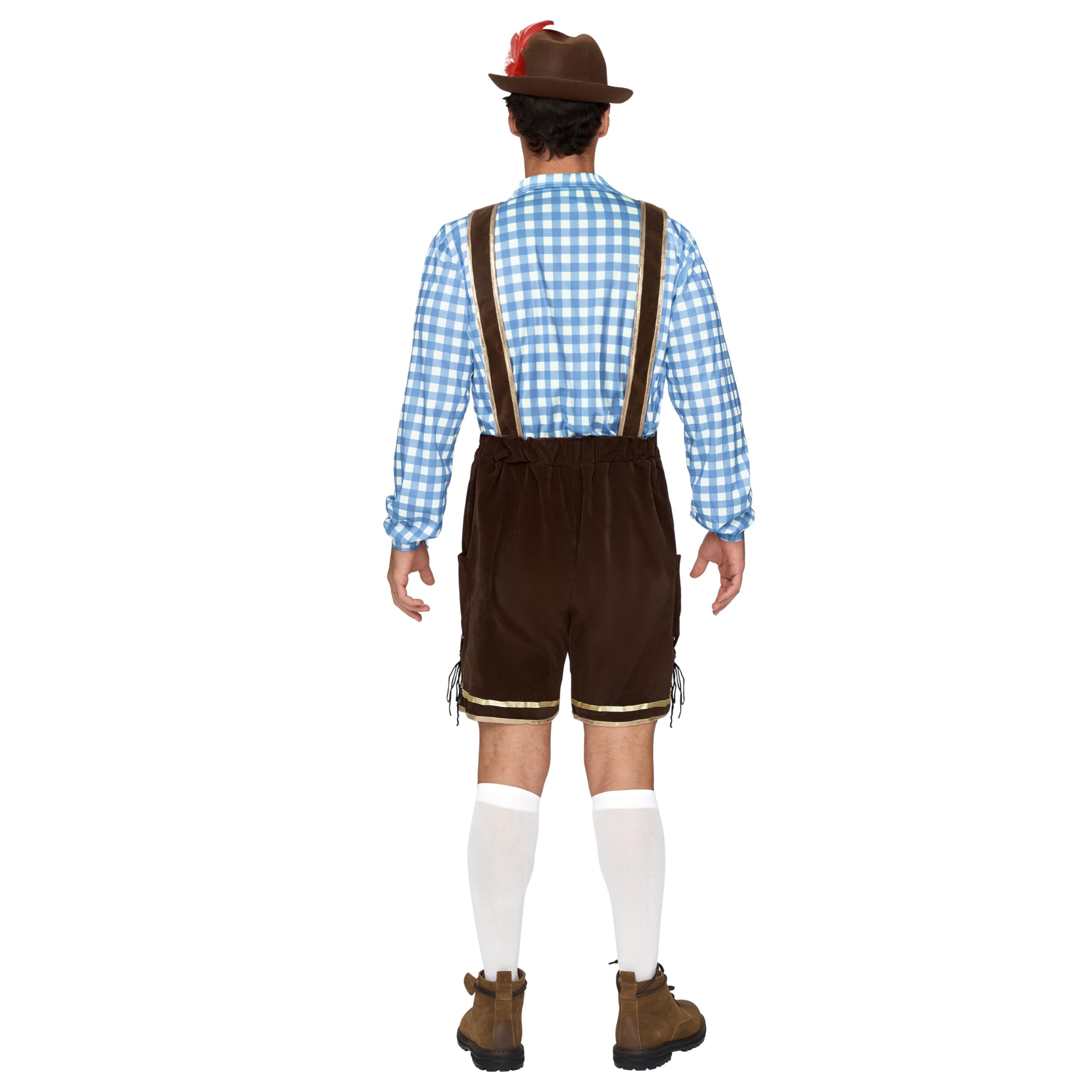 Spooktacular Creations Grün Blau Rot kariertes deutsches bayerisches Oktoberfest-Kostümset für Herren für Halloween-Verkleidungspartys und Bierfest
