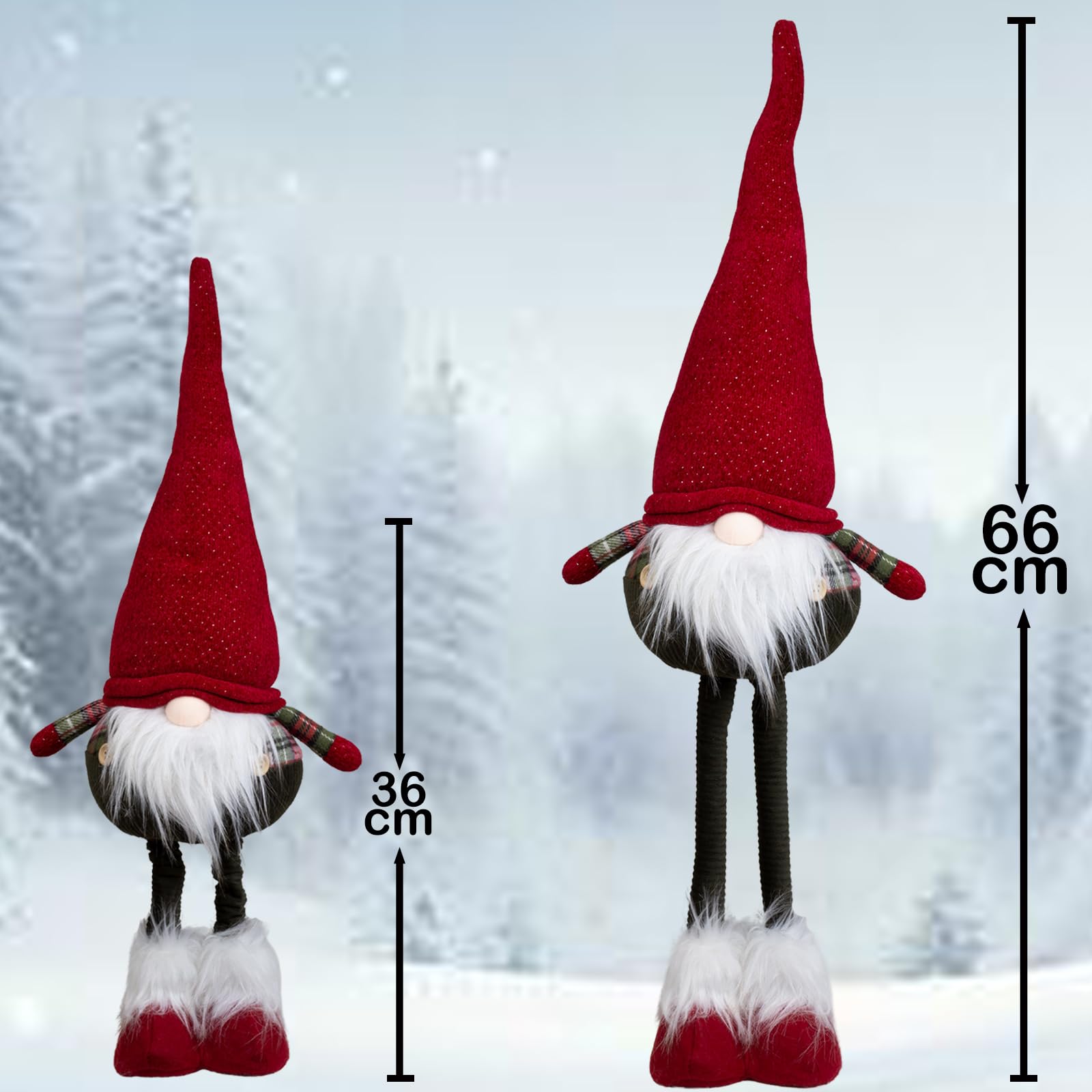 Monopol Christmas Paradise Großer Weihnachtswichtel Teleskopbeine Variable Größe von 36cm bis 66cm rot-grün