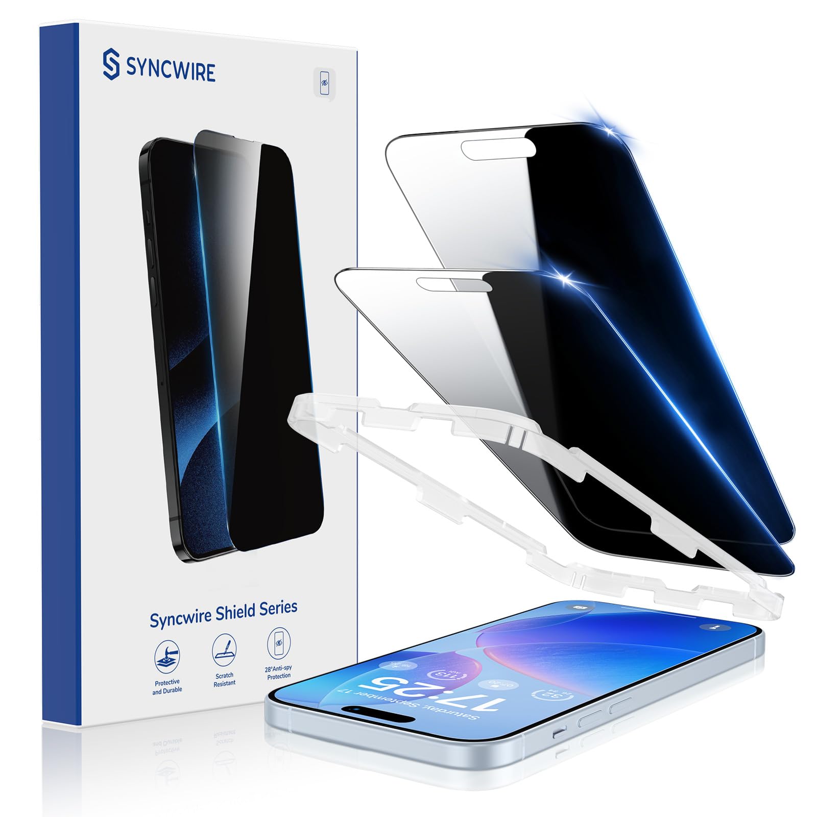 SYNCWIRE Privacy Screen Protector for iPhone 15 6.1[2-Pack], Unbreakable True 28° Anti Spy Tempered Glass Saver Black [Easy Installation Frame] [9H Hardness] [Bubble Free] [Sensitive Touch] (B0D53TSXQB) Amazon Price History, Amazon Price Tracker