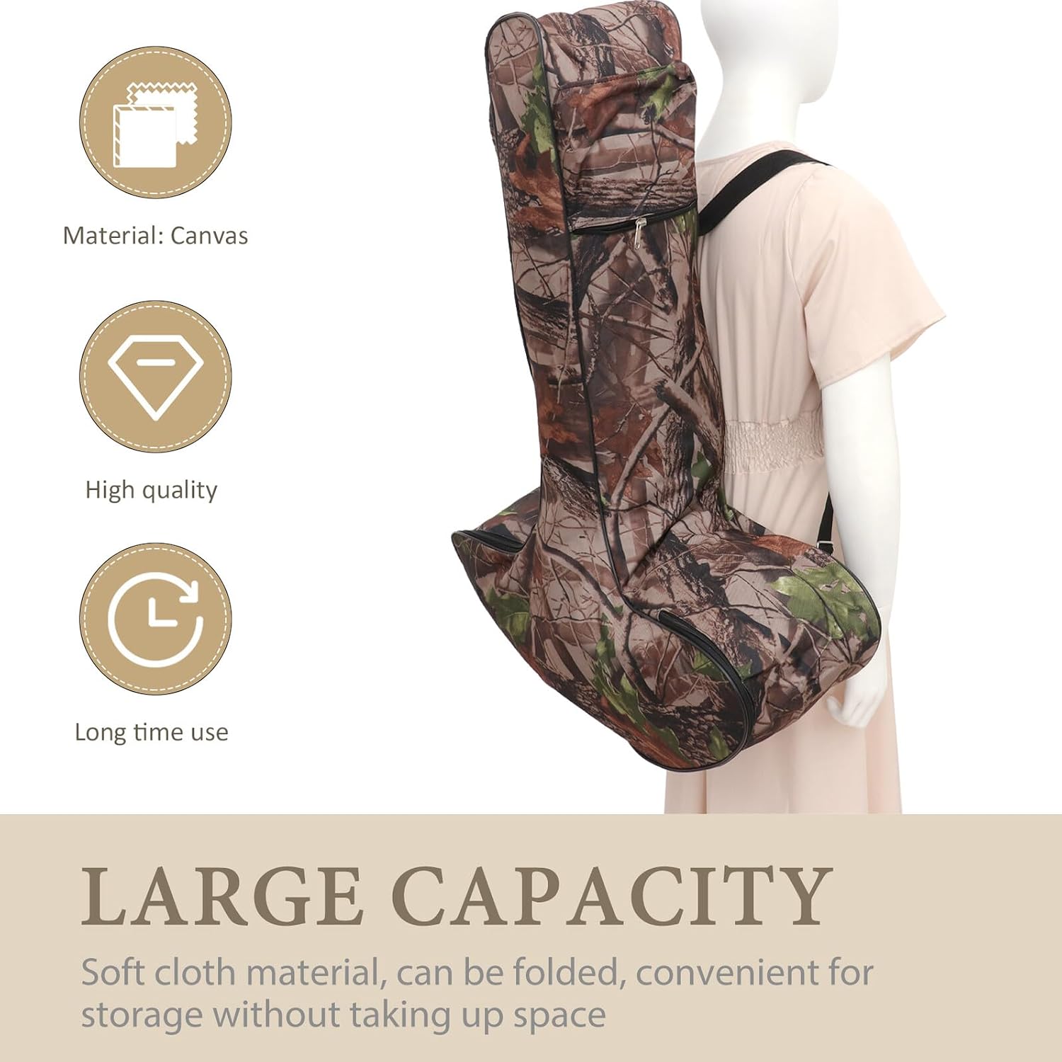 Garneck T Shape Bow Bag and Arrow Container, Camouflage Compound Bow Storage Backpack with Adjustable Straps for Outdoor Archery and Hunting Gear