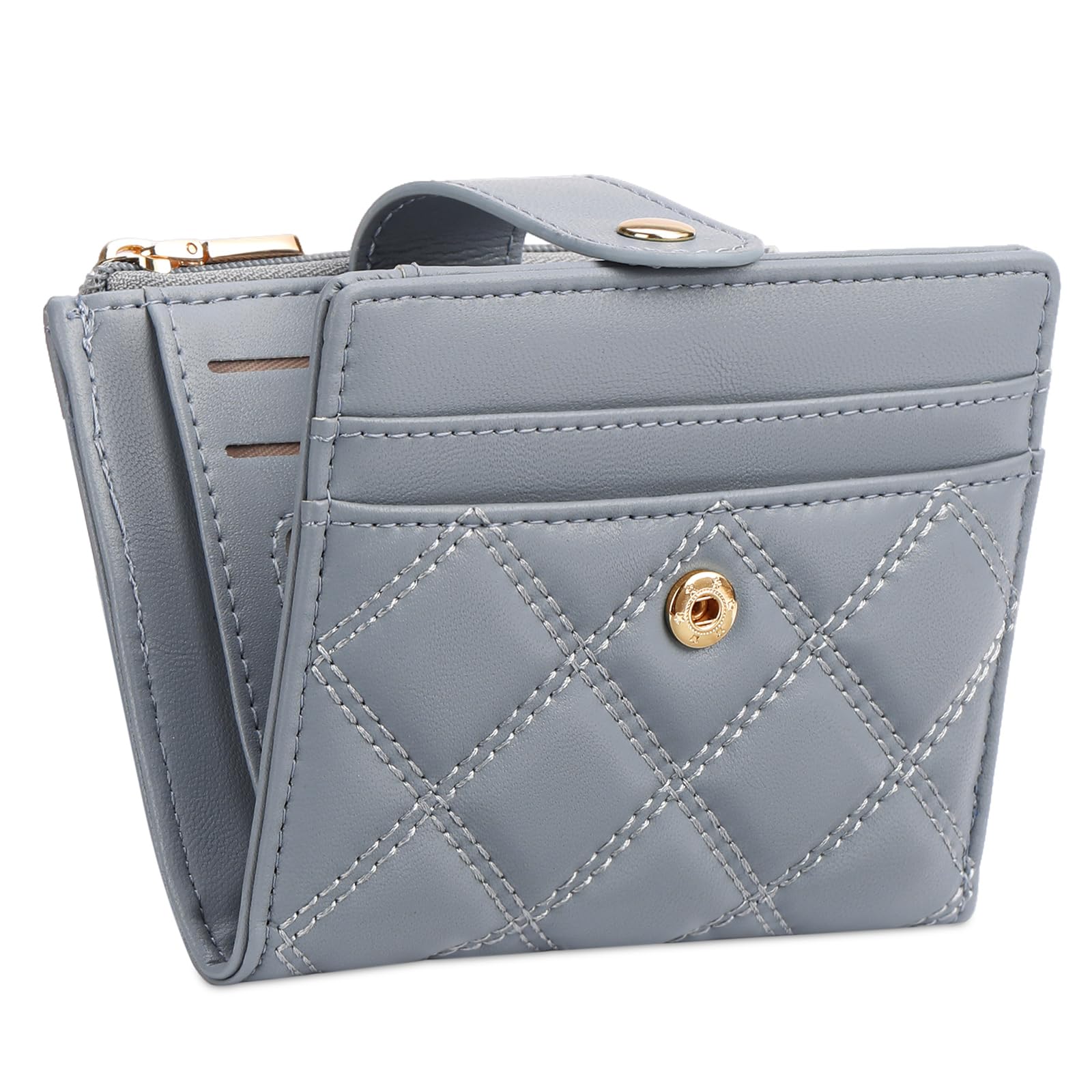 FALAN MULE Small Wallets Woman Leather Bifold RFID Blocking Card Holder With Zipper Coin Pocket