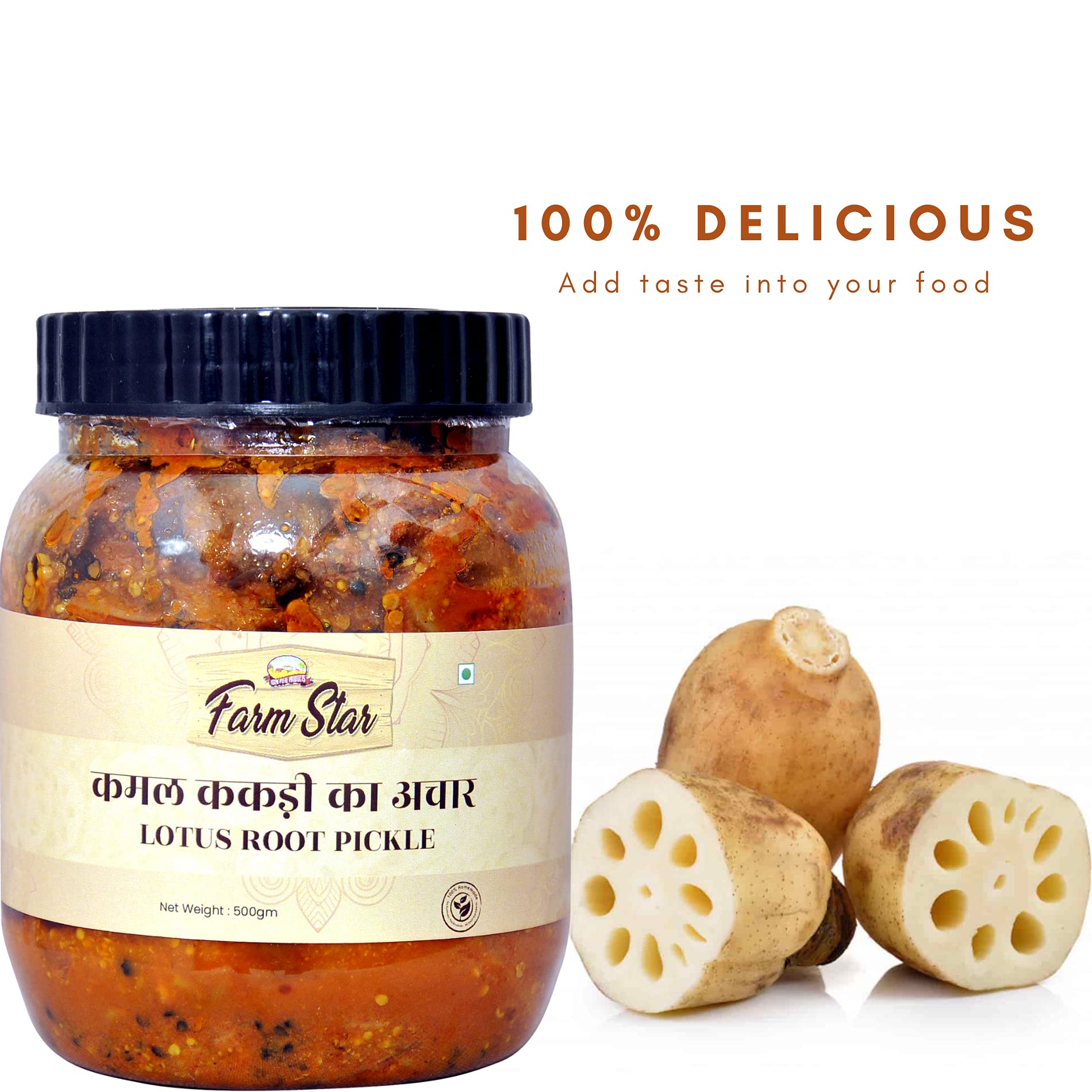 Farm Star Combo Pack Of Lotus Root Pickle- Kamal Kakri Ka Achar -(500Gm+500Gm)1Kg 1