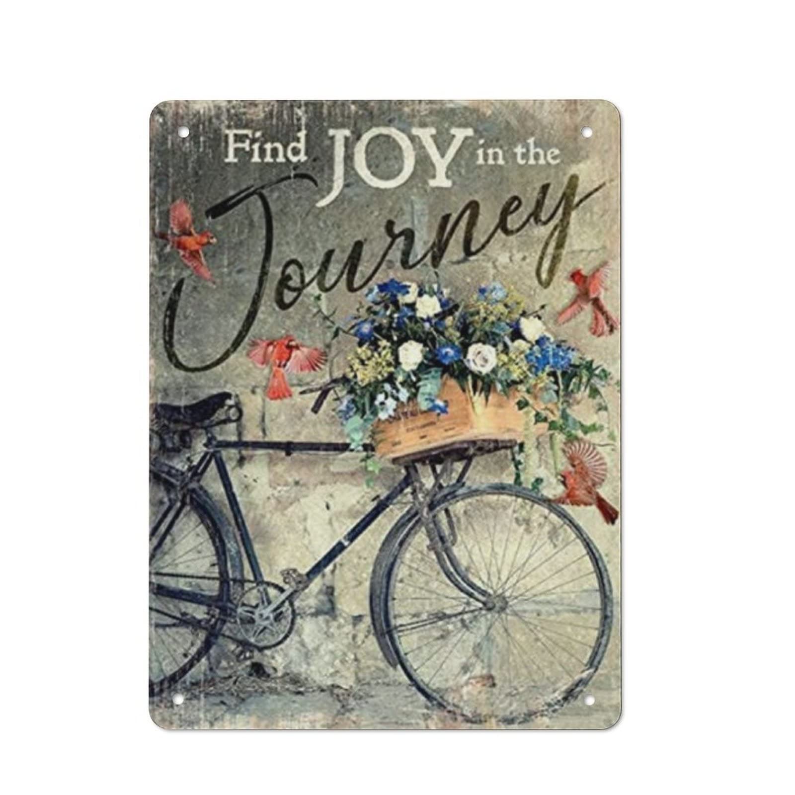 AOOEDM Find Joy In The Journey Metal Tin Signs for Man Cave Funny Art Wall Plaque Kitchen Bar Sign Coffee Shop Garage Wall Decor Hanging Decor