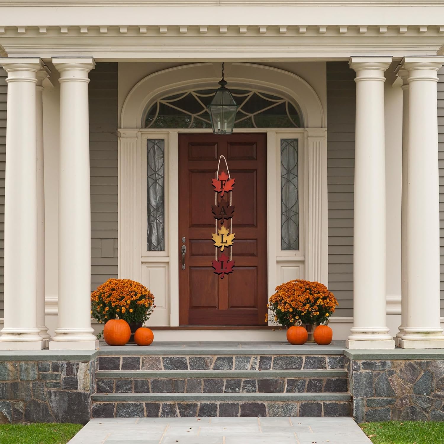 Fall Wooden Front Door Sign Rustic Farmhouse Maple Leaves Wood Hanging Sign for Autumn Harvest Thanksgiving Indoor Outdoor Porch Wall Home Farmhouse Decoration