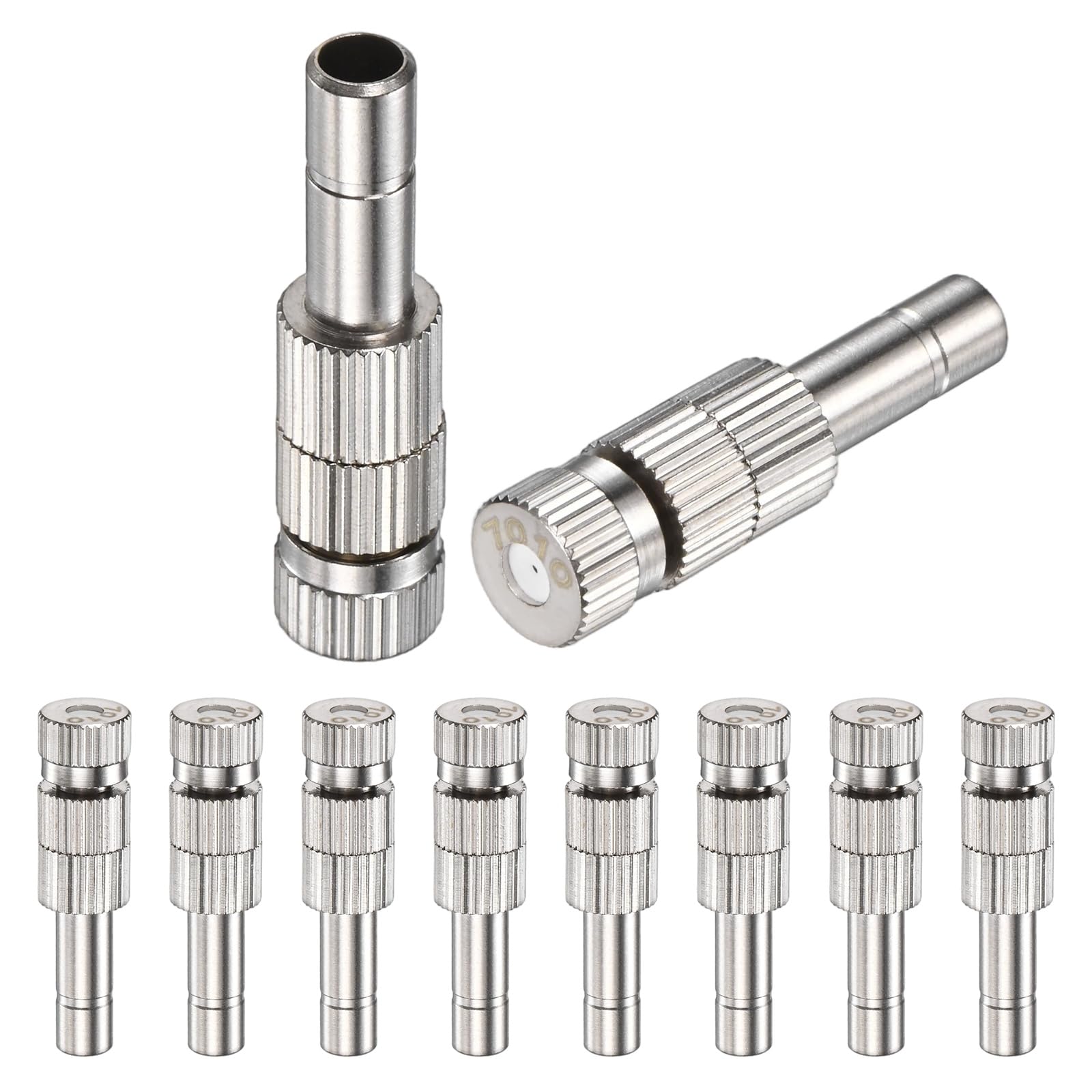 M METERXITY 10-Pack Brass Misting Nozzles, 0.028"/0.7mm Orifice Mister Replacement Heads with Filter Mesh for Cooling System/Landscaping/Humidification, 6mm Low-Pressure Fog Sprayer Nozzle