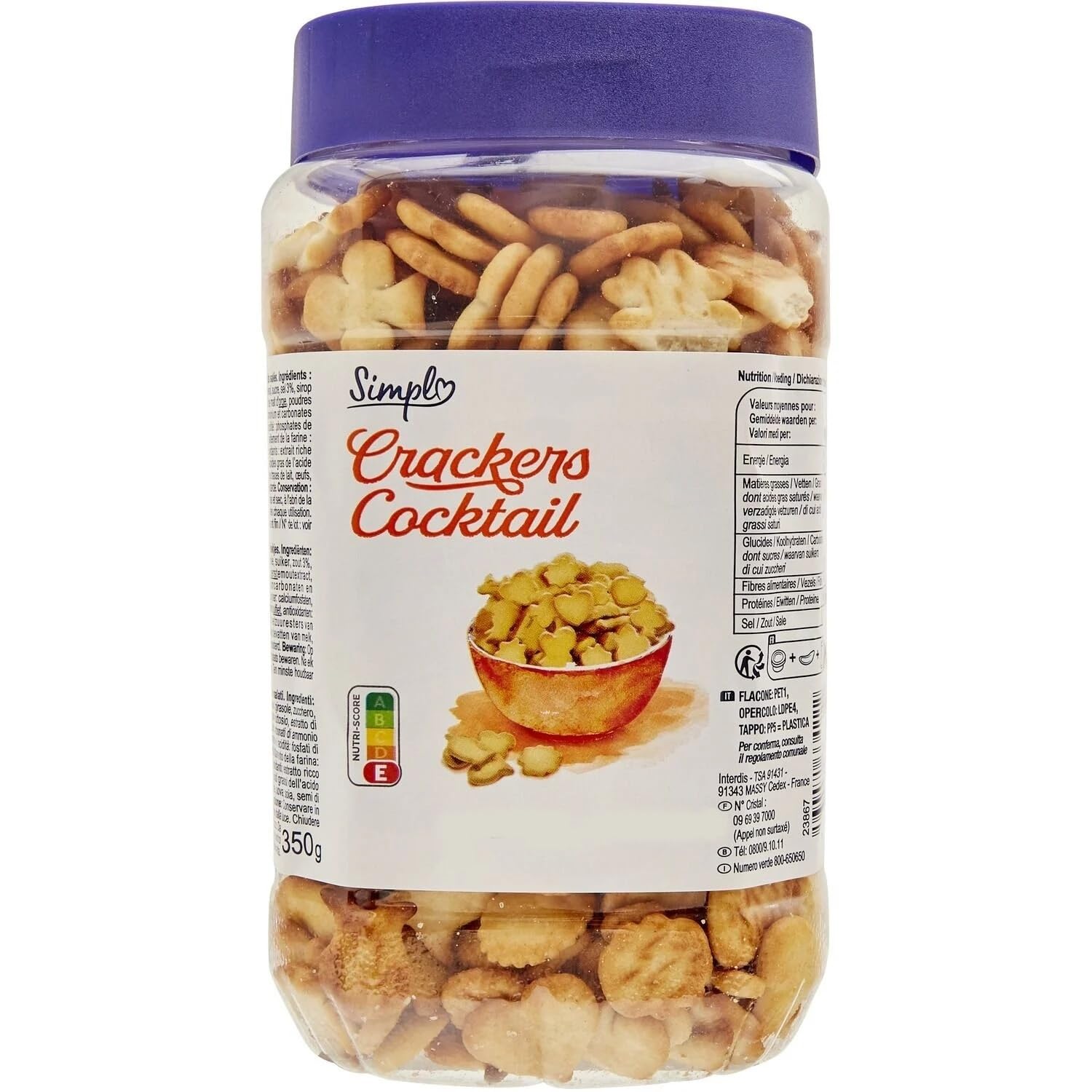 SIMPL - Biscuits apéritif crackers cocktail - Assortiment - la boite de 350g - Le Lot De 4