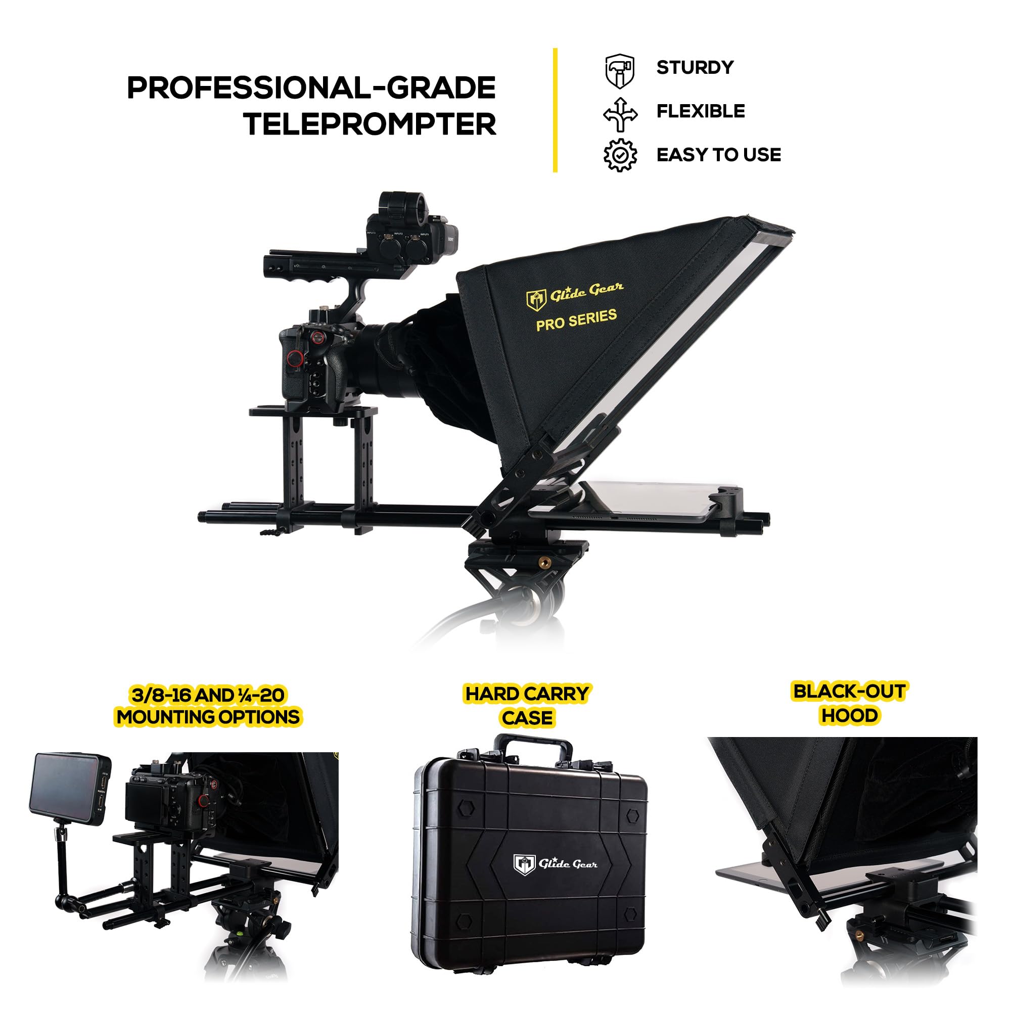 Glide Gear テレプロンプター ビームガラス付「スマホ/タブレット対応」 Glide Gear TMP100 Adjustable iPad/Tablet/Smartphone Teleprompter