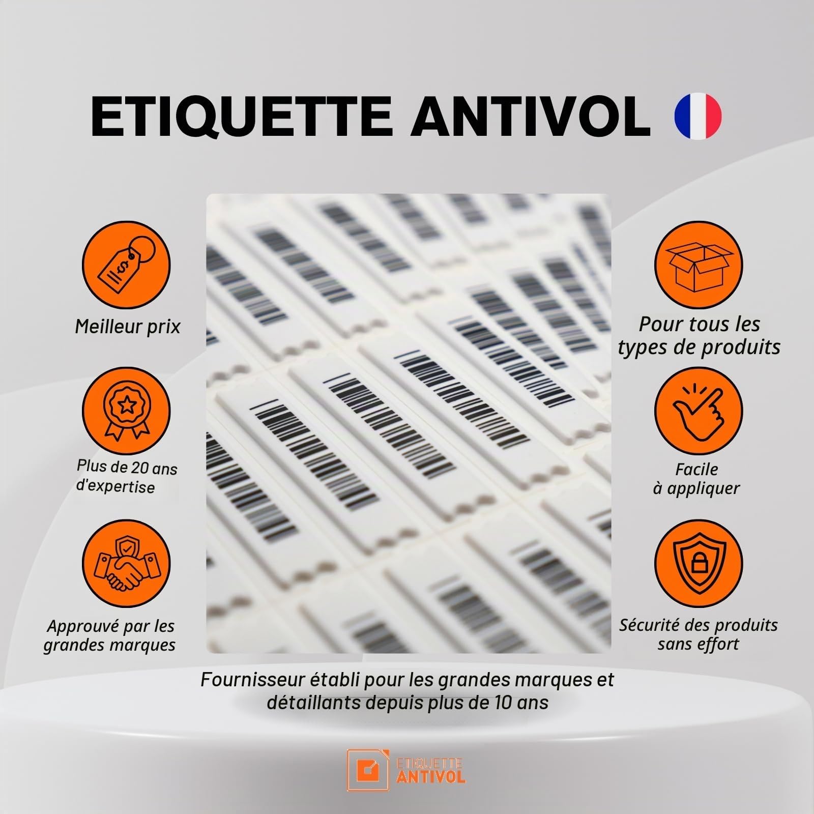 5000pcs Etiquettes Antivol Adhésives DR AM 58 kHz Magnéto-Acoustique Compatible AM, Sensormatic, Sécurité Magasin Professionnelle, UPP Leader français protection à la source depuis 2006