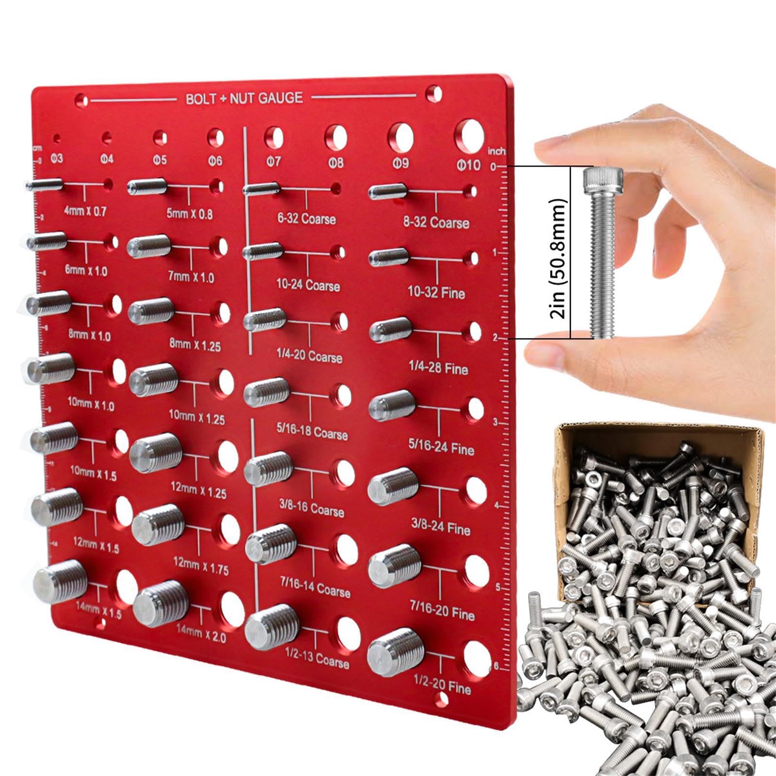 Amazon | Leefasy ナットとボルトのねじチェッカーツール 赤色のねじ