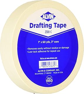 ALVIN Drafting Tape 1" x60 Yards Model 2300-C Drafting Tape, Gentle Masking Tape for Drafting, Architecture, Painting Watercolors and Home Projects - 60 Yards