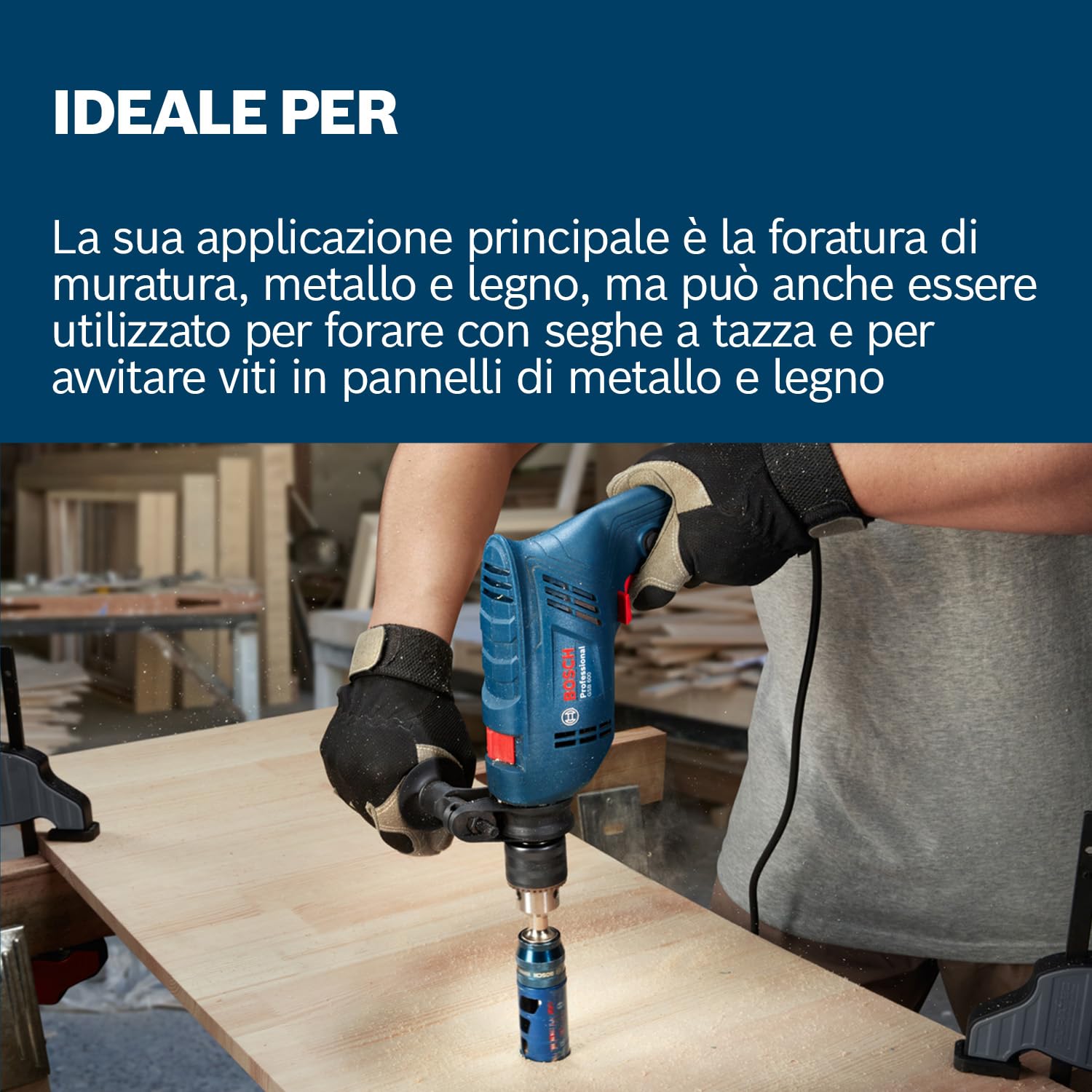 Bosch Professional Trapano con percussione a filo GSB 600 (motore da 600 W, foratura di 13 mm nel calcestruzzo, spazzola in carbonio)