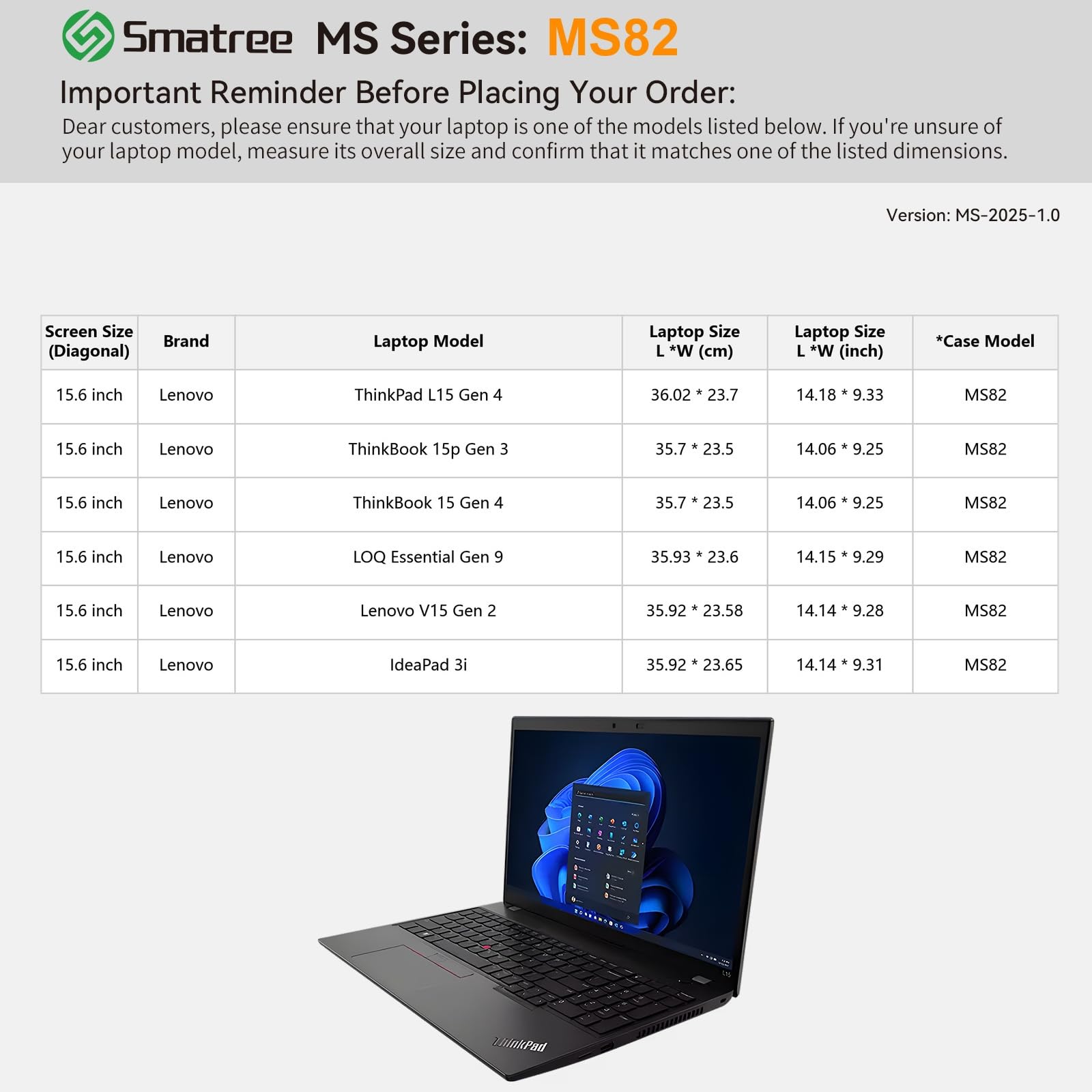 Smatree MS82 Funda Protectora rígida de EVA con Soporte Compatible para 15,6 Pulgadas Lenovo ThinkPad L15 Gen 4,ThinkBook 15p/15 Gen 3/4, IdeaPad 1/1i/3i/3/5/5i/Slim 3i/Slim 3,V15/LOQ Essential Gen 9