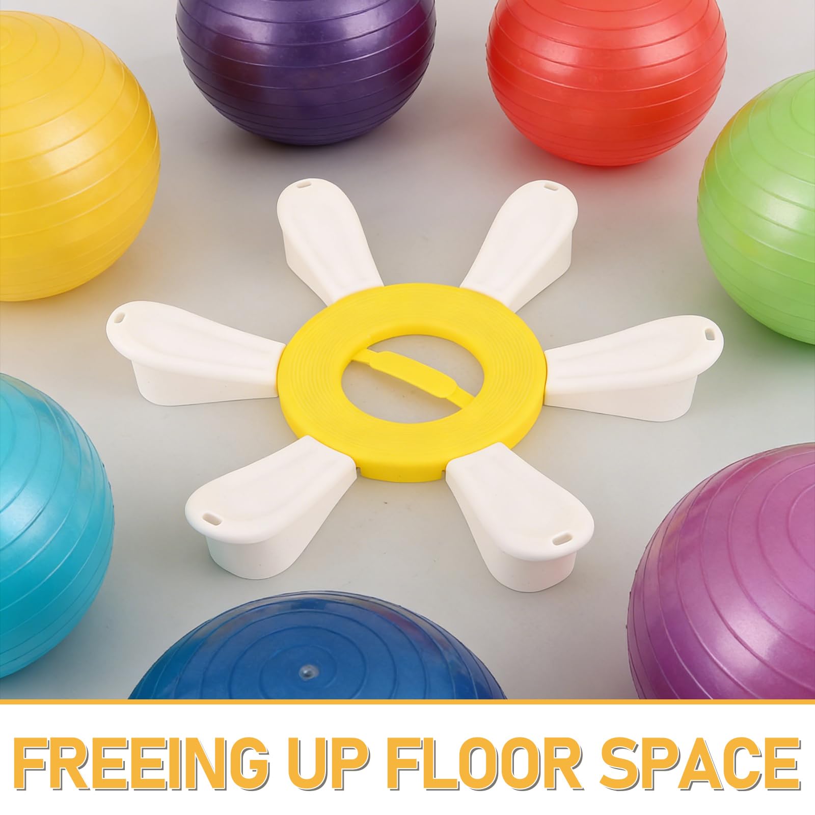 Soporte Antideslizante para Balones de Yoga y Ejercicio 49 Cm, Base Estable de Plástico Resistente para Accesorios de Gimnasio en Casa, Expositor Compacto para Almacenamiento