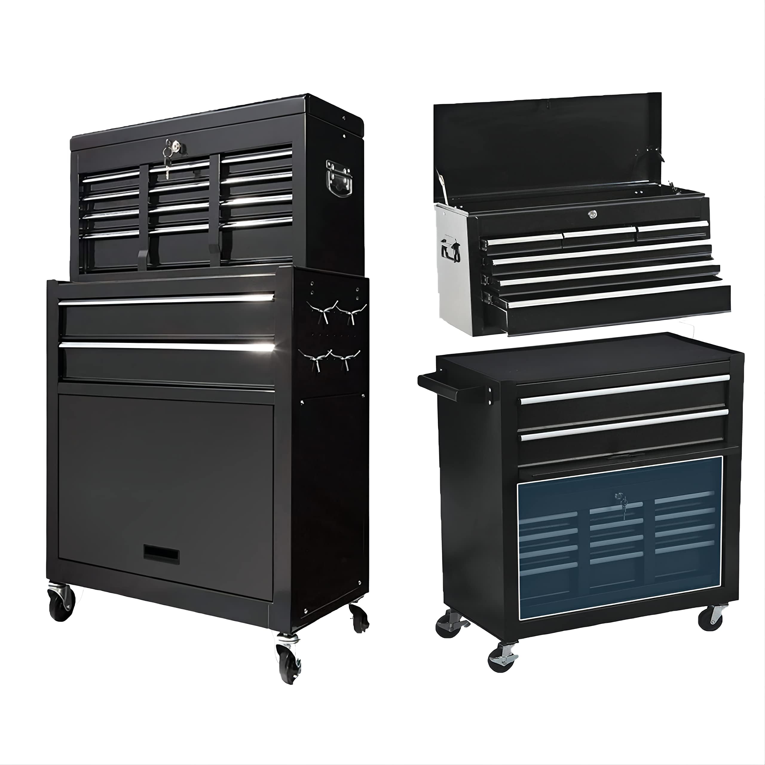 High Capacity 8-Drawer Rolling Tool Box with 4 Wheels, Portable Organizer, Tool Chest Cabinet with Lock…