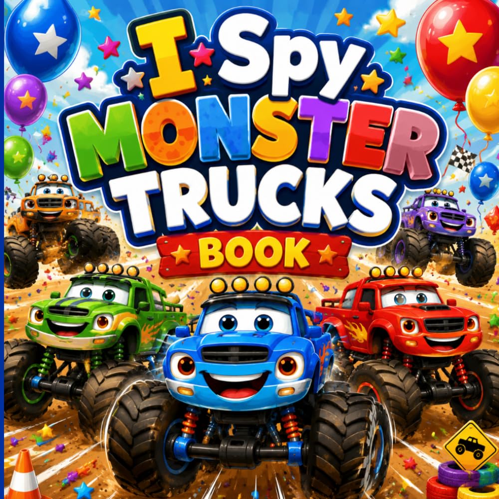 I Spy Monster Trucks Book: Interactive Search and Find Activity for Toddlers Ages 2-5. (Include 6 Bonuses).