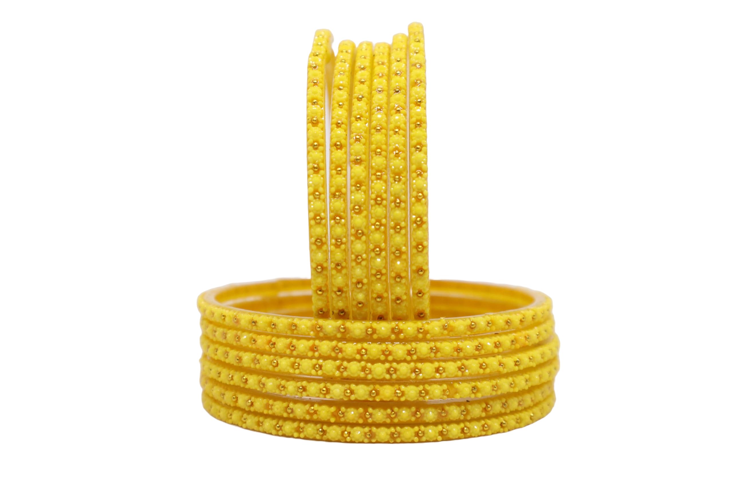 Designer Glass Bangle With Single Ball For Women,Girls And Adult (Packing of 12 Bangles) (YELLOW, 2.8) (B0D6YY34VL) Amazon Price History, Amazon Price Tracker