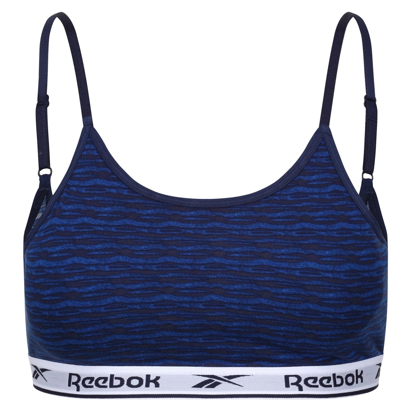 Reebok Womens Berry Bra Top Cotton Jersey Bralet Blue/Navy M-L