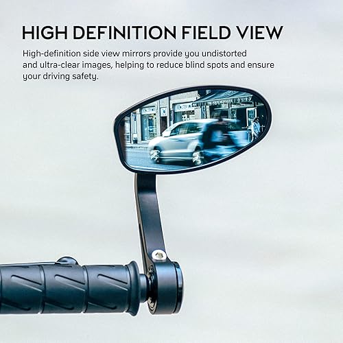 Miniatura 6 de WTZMOTO Espejos de extremo de barra de manillar de motocicleta, espejo retrovisor universal de 78 pulgadas de 0.866in compatible con la mayoría de