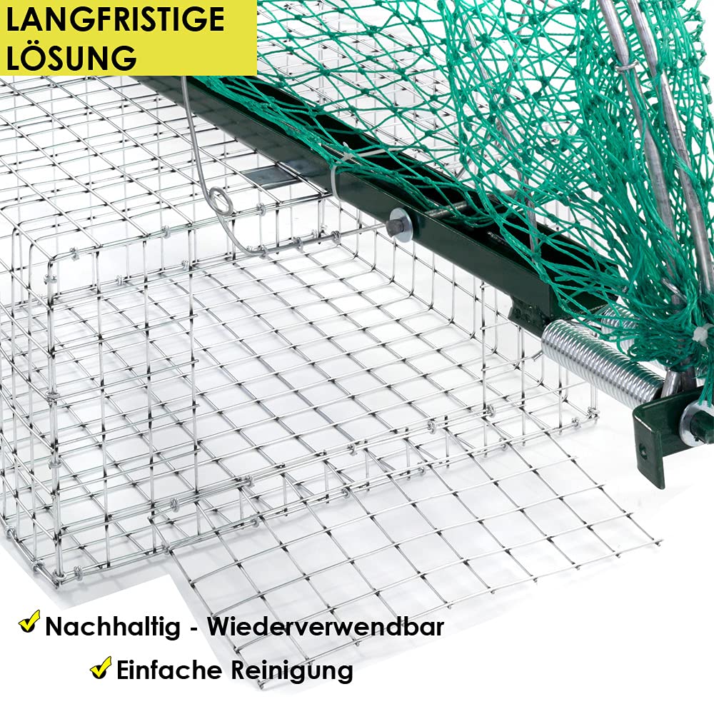 Lebendfalle Netz Vogelfalle Vögel Umsiedeln Netzfalle Mehrfachfalle Kammerfalle Drahtfalle Fangen Wetterfest Robust Stabil Vogelfallen Modell Auswahl Petigi, Auswahl:Modell 2 (55 x 100 cm) mit Käfig