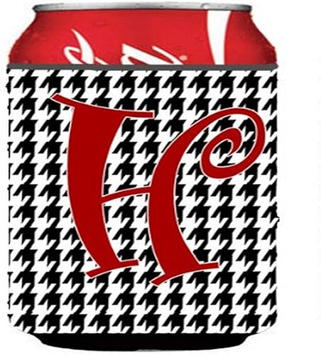 Caroline's Treasures CJ1035-HCC Letra H - Monograma inicial de pata de gallo negro para latas o botellas, enfriador lavable, funda plegable con