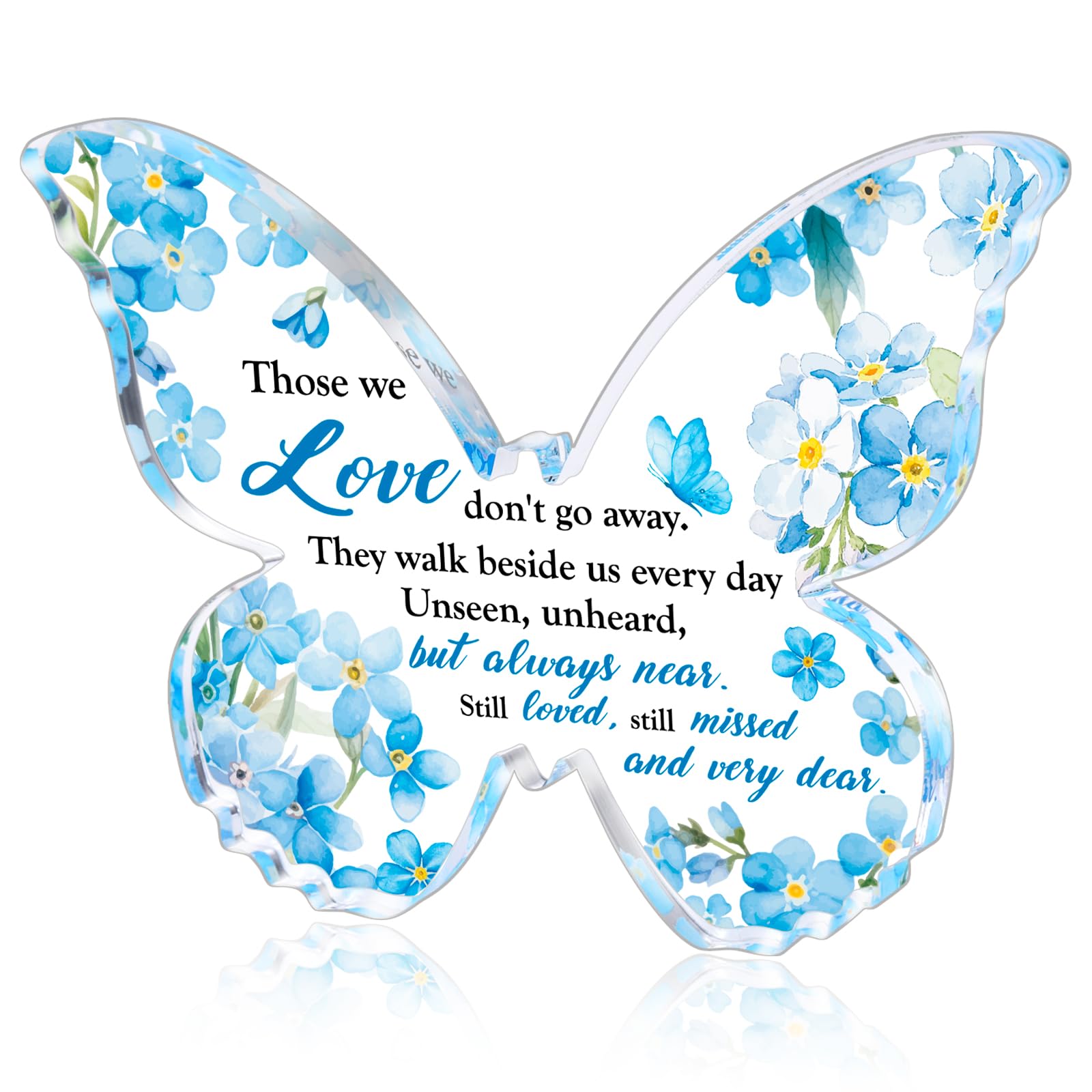 HOWAF Forget Me Not Gifts, Forget Me Not Memorial Plaques Butterfly-Shaped Acrylic Plaque Keepsake for Table Decorations, Funeral Favours for Guests, Memorial Gift, Remembrance Gifts