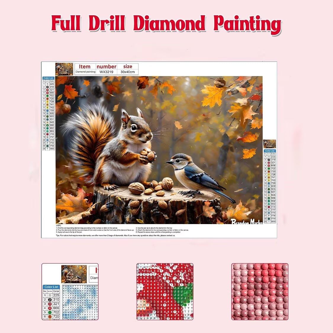 DIY Malarstwo diamentowe 5D, diamentowe zestawy wiewiórki dla dorosłych, sztuka ze strasu, płótno, haft, artykuły rzemieślnicze, dla dzieci i dorosłych, idealna dekoracja ścienna do domu, prezenty, 70