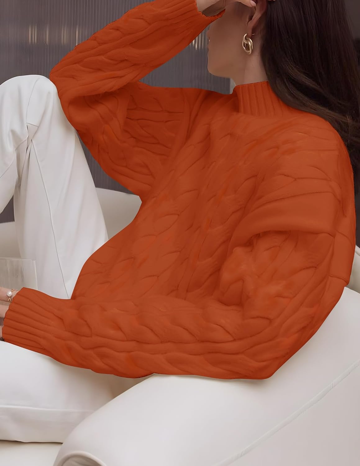 ZESICA Women's Sweaters 2026 Spring Long Sleeve Mock Neck Solid Color Casual Loose Chunky Pullover Sweater - Image 8