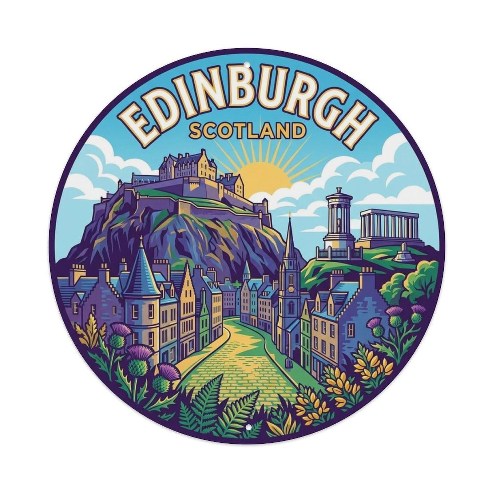 Edinburgh Scotland Retro City Travel Landmark Metal Tin Sign
