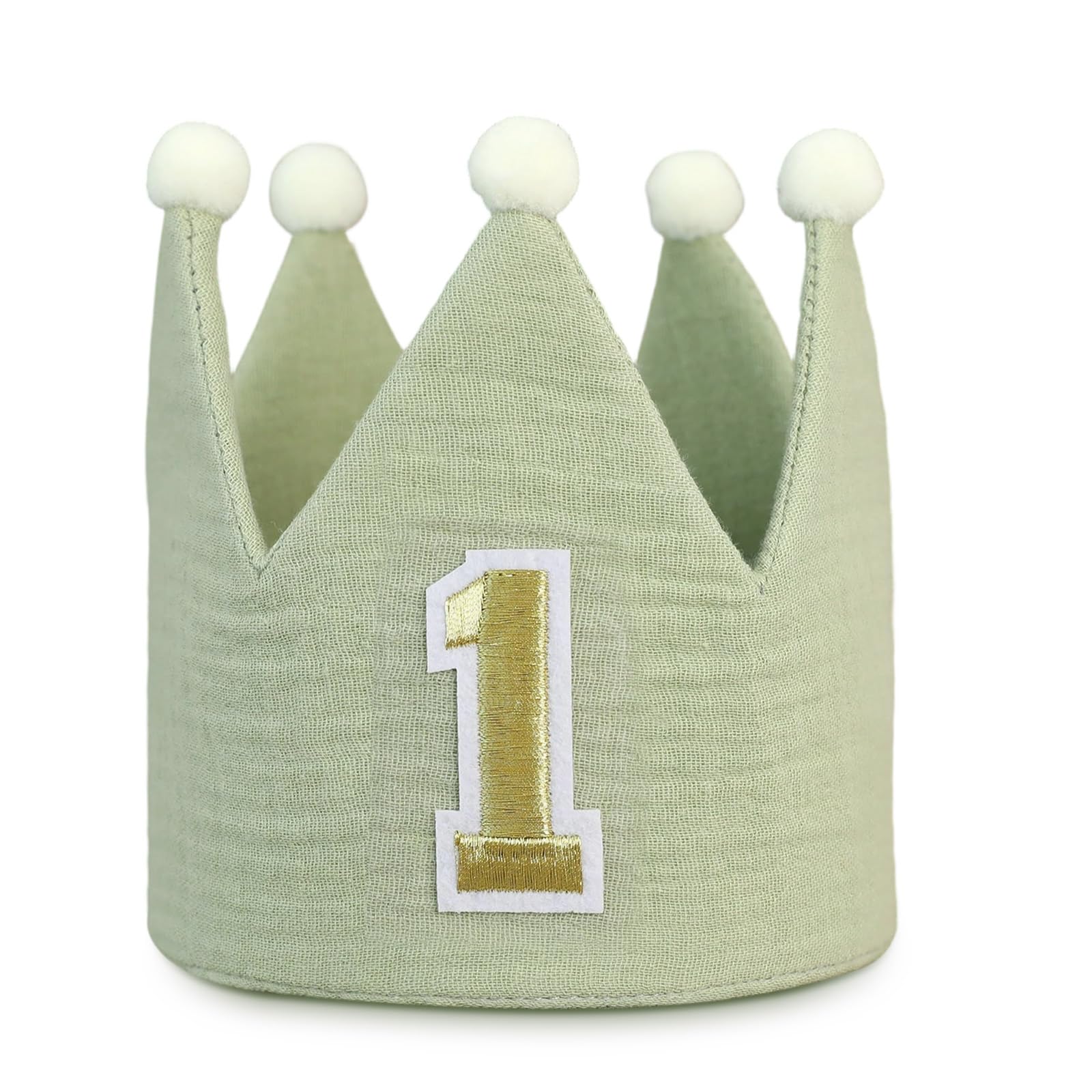 Aurelx Green 1st Birthday Hat, 12 Months Cone First Birthday Hat for Boys Girls, One Year Old Polyester Personalised Party Hats with Elastic Rope, Birthday Party Decorations