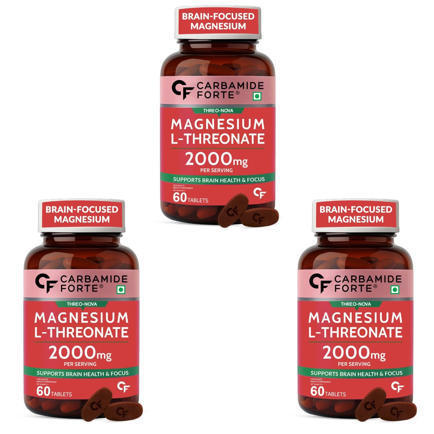 Carbamide Forte Magnesium L Threonate | Magnesium Supplement Supports Muscle Recovery & Better Sleep - 60 Tablets (Pack of 3)-picture-22