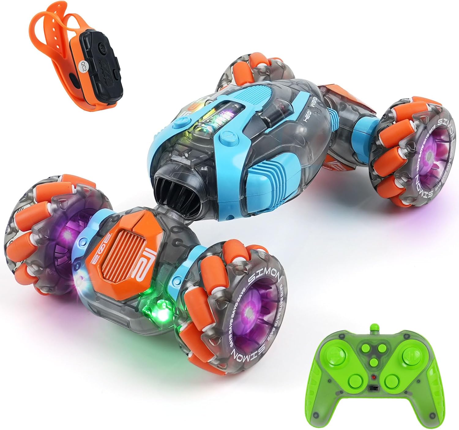 MagicKidz Gesture Sensing RC Stunt Car for Kids - Birthday Gifts for Boys 5 6 7 8 9 10 11 12 Year Old, 2.4Ghz Remote Control Twist Vehicle Toy with Lights & Music, 4WD Off-Road