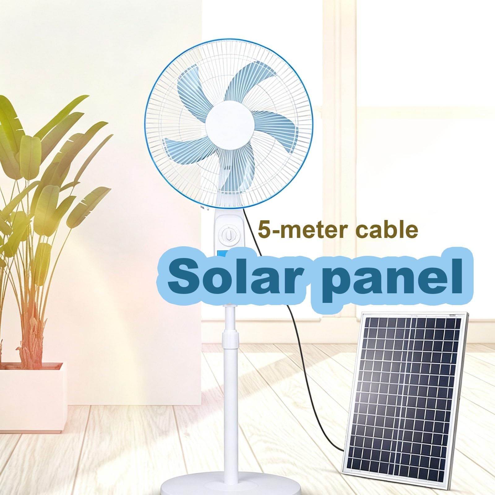 Ventilador De Alta Potencia Con Carga Solar; Potente Ventilador | Su batería de alta capacidad ofrece una autonomía prolongada de 7 a 12 horas; es ideal para tiendas de campaña