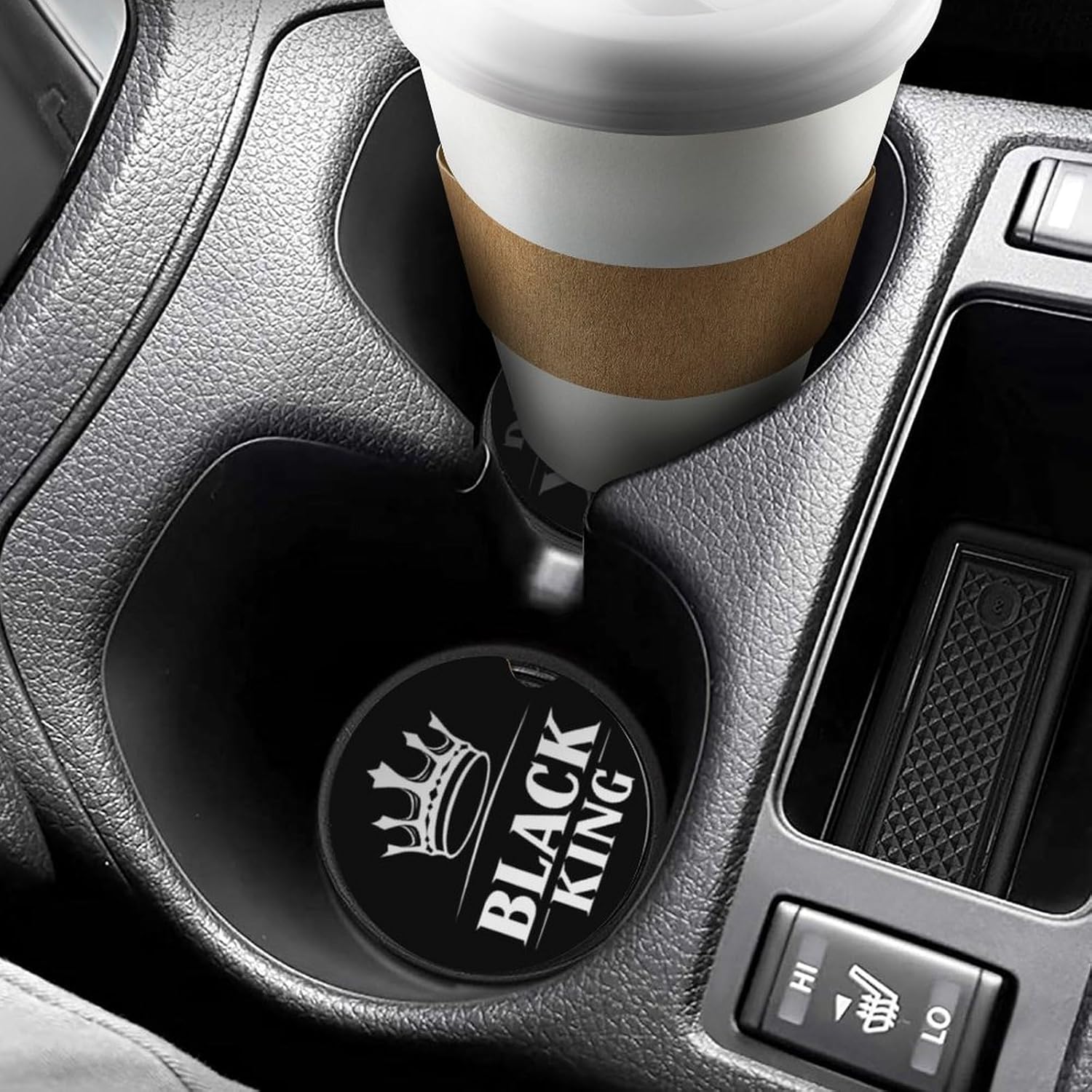 Black King Cute Car Coasters 2.56 Inch Absorbent Cup Holder for Drinks Auto Interior Accessories